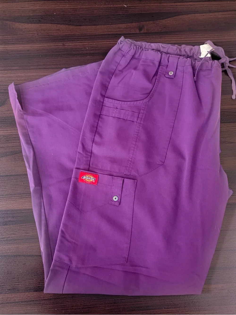 Dickies Purple Daisy-Print Short Sleeve Scrub Top